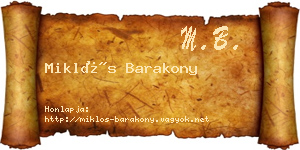 Miklós Barakony névjegykártya